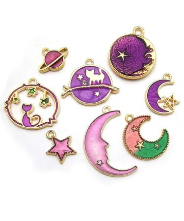 24-Piece Assorted Gold Plated Celestial Cat Charms for DIY Jewelry Making - Purple Enamel Earrings Necklace Bracelet Crafting (M582) - Buy Online on GoSupps.com