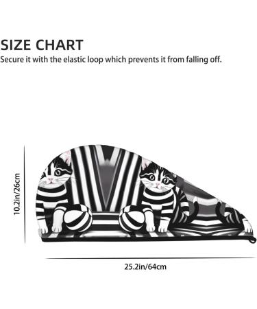 Buy Black & White Striped Kitten Hair Cap - Soft Super Absorbent Quick Dry for Long Thick Hair | Elastic Wrap for Girls & Women - International Shipping Available - Buy Online on GoSupps.com