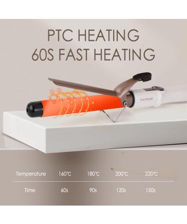 Ten-Tatent 25mm Ceramic Tourmaline Curling Tongs - Dual Voltage Curling Iron for Long & Short Hair - Adjustable Temperature - White - Buy Online on GoSupps.com