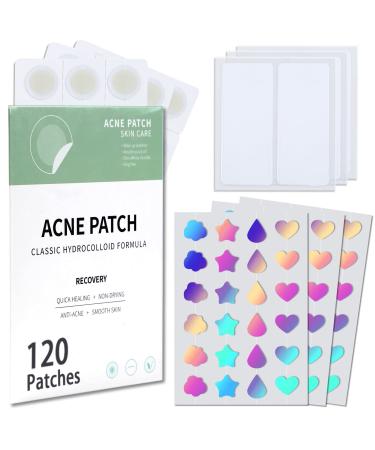 WHWSWB Acne Pimple Patches for Face Hydrocolloid Acne Cover Patch Cute Star Heart Shape Large Pimple Patch for Zit Breakouts and Blemish Spot Stickers 120 Pack