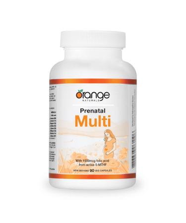 Orange Naturals - Prenatal Multi 90 v-caps - Prenatal Multivitamin for Women - Prenatal with Folate Iron and Folic Acid Prenatal Vitamins - Prenatal Folic Acid - Prenatal Iron Supplement for Women