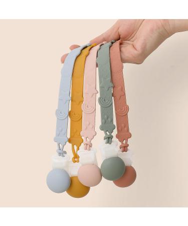 Silicone Pacifier Clip Set of 2 - BPA Free Teether Toys for Boys and Girls - Blush - Buy Online on GoSupps.com