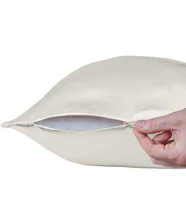 Beckham Hotel Collection Silk Pillowcase for Hair and Skin - Pack of 2 Standard Size Cases - White/Ivory - Buy Online on GoSupps.com