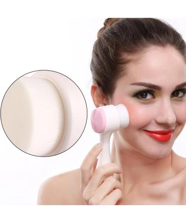 Facial Cleansing Brush Soft Double Sides Deep Cleaning Face Brush Silicone Face Exfoliator Brush Cleanser with Handle for Skincare - Pink - Buy Online on GoSupps.com