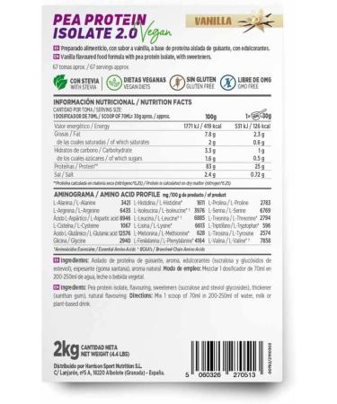  HSN HSN Pea Protein Isolate | Vanilla Flavor 2 kg 67 servings | 100% Vegan | Pea Protein Isolate | Non-GMO Gluten-Free - Buy Online on GoSupps.com