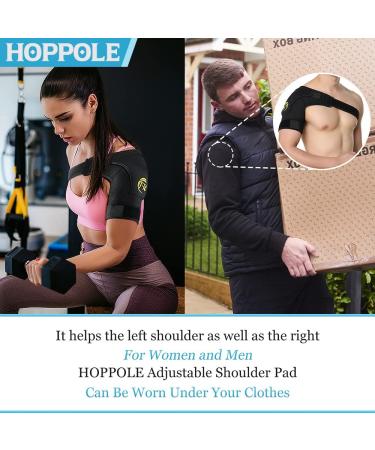 HOPPOLE Adjustable Shoulder Brace - Compression Support for Men and Women - Relieves Shoulder Injuries and Tendonitis - Black, One Size - Buy Online on GoSupps.com
