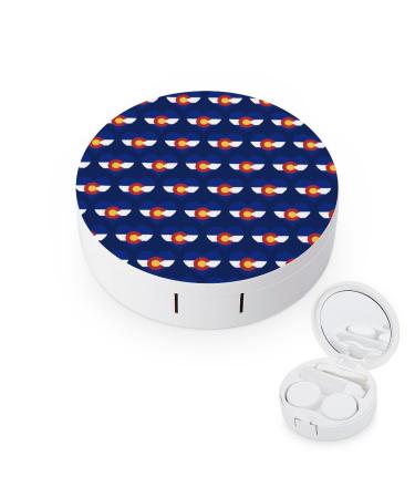 Heart Colorado Round Case For Contact Lens Kit Storage Box with Mirror Printed