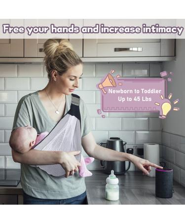 Adjustable Baby Sling Carrier - One Shoulder Labor-Saving Design - Natural Cotton & Breathable Mesh Fabric - for Newborn to Toddler Up to 45lbs (Grey) - Buy Online on GoSupps.com