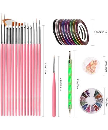 Nail Art Tools Nail Painting Brushes Dotting Pens Designers Manicure Tapes Pink Kit Nail Painting Brushes Dotting Tools - Buy Online on GoSupps.com
