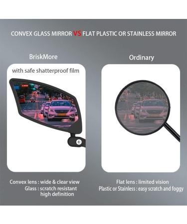 BriskMore Handlebar Bike Mirror - Scratch Resistant Glass Lens - Adjustable & Rotatable Rearview Bicycle Mirror - Silver Lens - Left Side - Buy Online on GoSupps.com