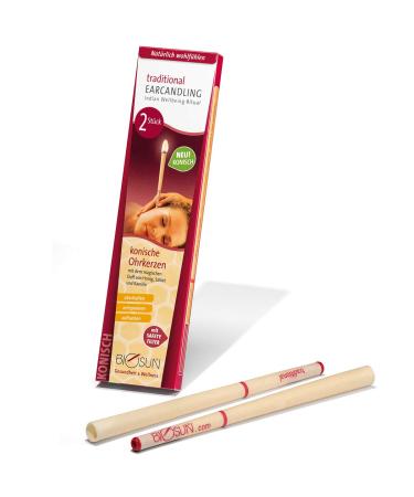 BIOSUN ear candle conical with beeswax 2 pieces - ear candle traditional with filter 2 pieces (1 pair)