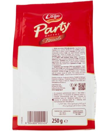  Italian Gourmet E.R. Gastone Lago Party Wafers Nocciola - Waffles with hazelnut cream - 250 g - Box of 400 g - Buy Online on GoSupps.com