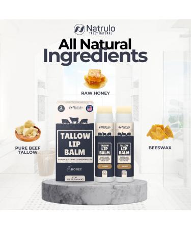 Beef Tallow Lip Balm Natural Tallow Beeswax Chapstick Hydrating Moisturizer Grass Fed Bison Tallow Balm Lip Care Soothes Chapped Dry Lips, Sensitive Skin Long Lasting Vitamin Rich USA-Made 2Pk - Buy Online on GoSupps.com