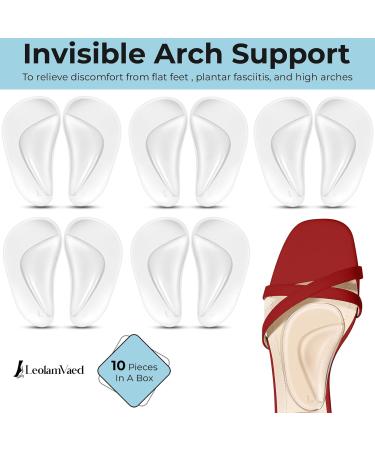 Arch Support Insoles for Plantar Fasciitis Relief - Self-Adhesive Flat Foot Inserts | 5 Pairs Transparent Orthopedic Foot Comfort - Buy Online on GoSupps.com