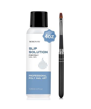 Morovan Poly Gel Slip Solution 120ml Extension Nail Liquid Slip Solution Anti-Stick Poly Gel Slip Solutions for Poly Nail With Brush Bottle Cap AS A Liquid Cup Easy Diy Poly Gel Nail
