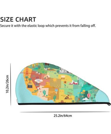 USA Tourist Map Microfiber Hair Towel - Soft Super Absorbent Coral Velvet Wrap for Women with Long Curly & Thick Hair - Buy Online on GoSupps.com