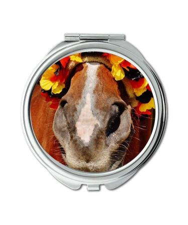 Mirror makeup mirror animal close up horse pocket mirror portable mirror