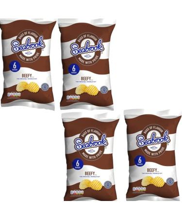 04 x Sea brook Beefy Flavour Crisps 6 x 25g - 24 Mini Bags | VIMIX - Buy Online on GoSupps.com