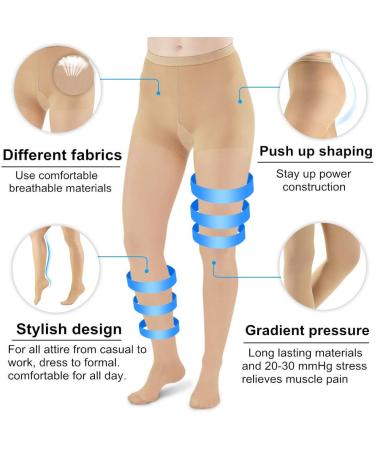 Yisemeya Women's Compression Stockings 20-30 mmHg | Long Support Tights for Varicose Veins & Edema | Comfortable Visual Light Toes | International Shipping - Buy Online on GoSupps.com