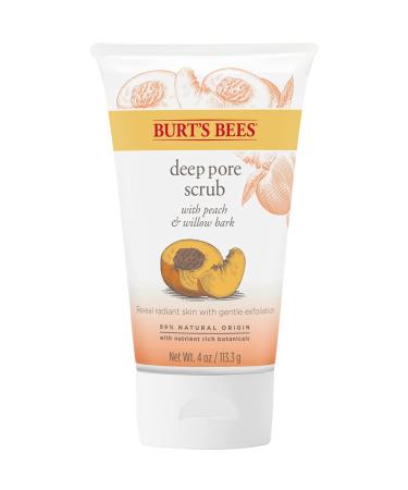 Burt's Bees Deep Pore Scrub - Peach & Willow Bark (4 oz) | Natural Exfoliating Cleanser - Buy Online on GoSupps.com