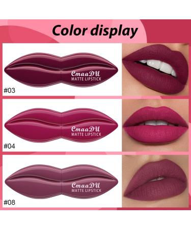 3Pcs Dark Purple Rose Red Mauve Matte Velvet Lipstick Set | Long-Lasting, Waterproof & Smudge-Proof | 24-Hour Wear | Lip Stain Makeup Set for Women - Buy Online on GoSupps.com