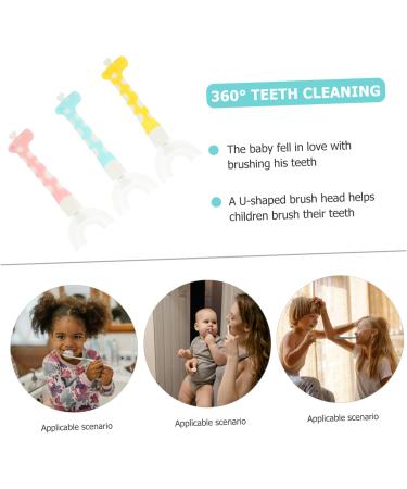 Hoement 3-Piece Silicone Cartoon Toothbrush Set for Kids - Fun Oral Cleaning Tools in Assorted Colors - Buy Online on GoSupps.com
