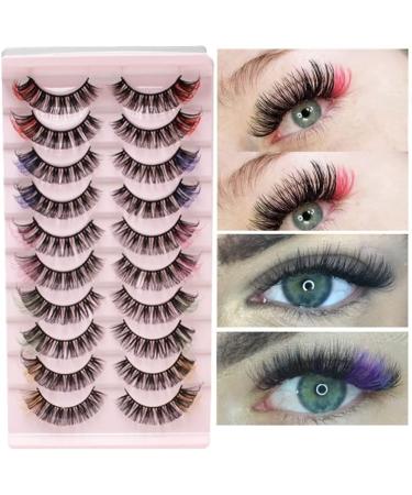 Colored Russian Strip Lashes D Curl | Wispy Faux Mink Eyelashes | Party & Halloween Makeup - Buy Online on GoSupps.com