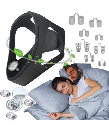 DUTACK Snoring Chin Strap Adjustable Stop Snoring Strap Magnetic Silicone Nasal Clips and Nasal Dilators Stop Snoring Device to Effectively Stop Snoring and Promote Sleep