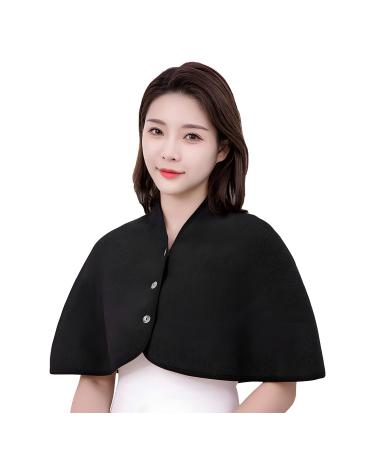Shoulder warmer winter shoulder support double -sided wear sleeping vest plush lining heat cape men men shoulder cladding warmer shoulder pad elastic heat poncho for sleeping black