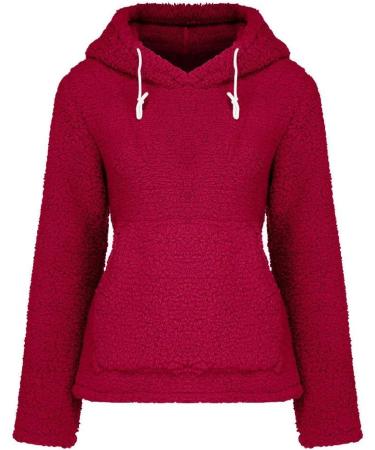 Bigfanshu Women's Sweaters Casual Fleece Long Sleeve Pullover Blouse Shirts Sweatshirt Red - Buy Online on GoSupps.com