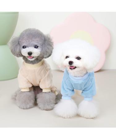 Izefia Fleece Dog Sweater for Small & Medium Dogs - Warm Winter Pajamas Twist Print Khaki 40cm - Buy Online on GoSupps.com