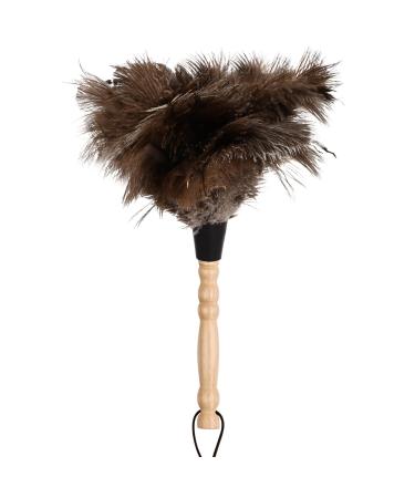 Kioiner Ostrich Feather Duster 34cm/13.3inch Antistatic Natural Ostrich Feather Duster Fluffy Feather Duster with Wooden Handle for Home Office Car Keyboard Blinds Bookcase Furniture