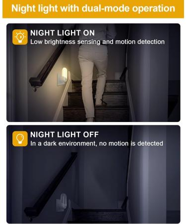 Stanbow 2 Night Light Socket with Twilight Sensor & Motion Detector - LED Night Lamp for Childrens Rooms Stairs Kitchen & Bathroom - Warm White - Buy Online on GoSupps.com