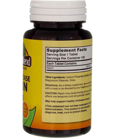 Nature's Blend Niacin Timed Release 250 mg - 100 Count (Pack of 1) - Fast-Acting Formula for Cardiovascular Health - Buy Online on GoSupps.com