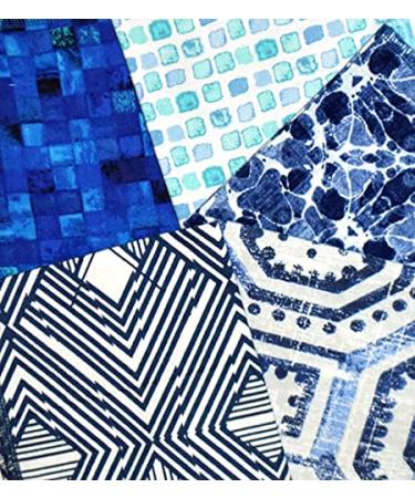 Blue Moroccan Tiles Flannel Washable Kids Lunchbox Napkins 5 Pack - 12x12 inches - Buy Online on GoSupps.com