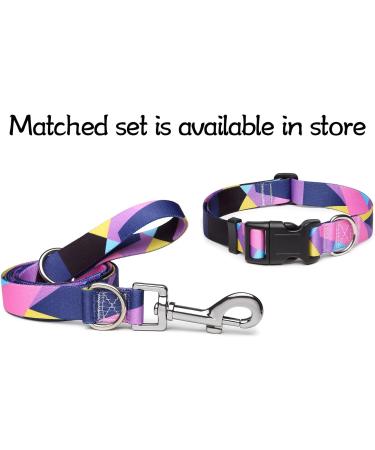 Suredoo Adjustable Dog Collar - Soft Nylon for Small & Medium Dogs - Purple Geometry (L 38-63 cm) - Buy Online on GoSupps.com