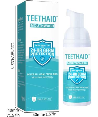 Teethaid Mouthwash & Whitening Foam Toothpaste Natural Peppermint 30ml (2 Pieces) | Best Teeth Cleaning & Whitening Solution - Buy Online on GoSupps.com