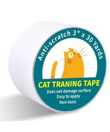 Karaseno Anti Cat Scratch Tape, 3 inches x 30 Yards Cat Training Tape, 100% Transparent Clear Double Sided Cat Scratch Deterrent Tape, Furniture Protector for Couch, Carpet, Doors, Pet & Kid Safe