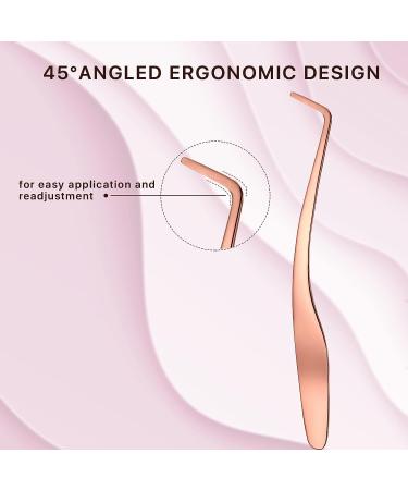 Miuffue False Eyelash Applicator - Stainless Steel Curved Tweezers for Strip Lashes | Rose Gold - Buy Online on GoSupps.com