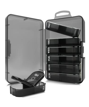 Weekly Pill Organizer 2 Times a Day Portable Moistureproof Pill Box with 7 Daily Large Pill Box Cases to Hold Vitamins Supplements Medication Fish Oils for Travel