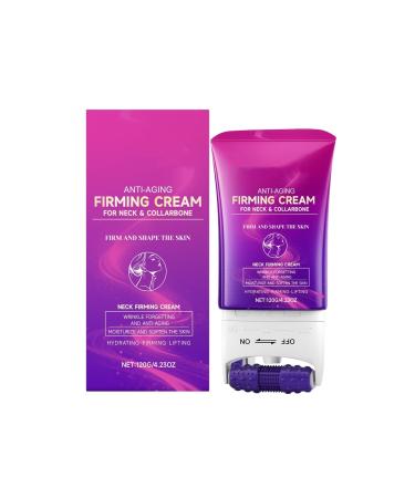 Neck Firming Cream with Roller Anti Aging Neck and D collet Moisturizer with Multi Peptide Collagen Retinol Neck Cream for Tightening and Firming Skin Smooths Wrinkles & Fine Lines