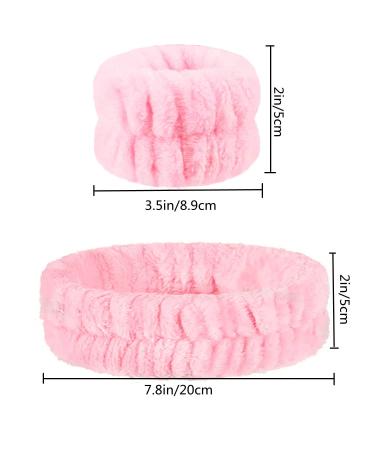 6Pcs Spa Headband and Wristband Set for Women - Microfiber Facial Headband and Wrist Washbands in Pink & White - Buy Online on GoSupps.com