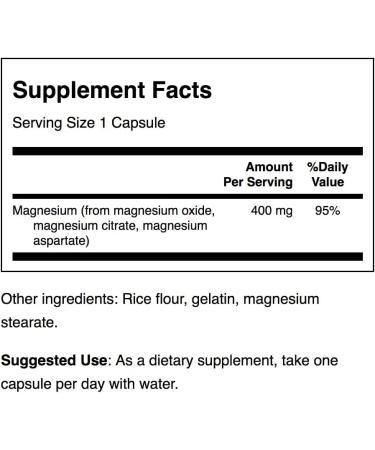 Swanson Triple Magnesium Complex - Natural Mineral Supplement - Citrate, Oxide & Aspartate - 300 Capsules (400mg) - Buy Online on GoSupps.com