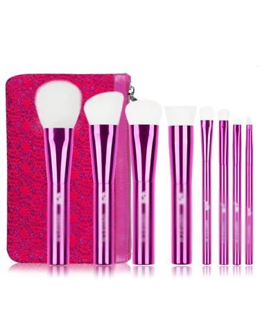 Makeup Brush-8Portable Pink Synthetic Hair Make Up Brushes Set-Beginner Makeup Tool-Powder Sculpting Eyeshadow Pens