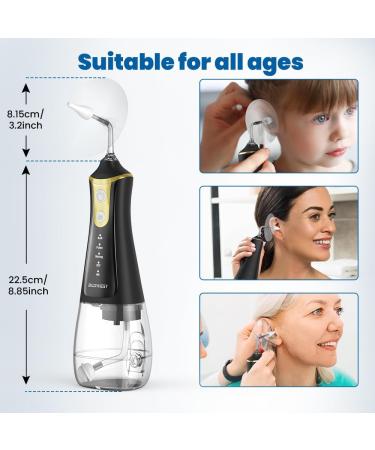 EnjoyNest Electric Ear Wax Removal Kit - Ear Cleaning Tool with 4 Pressure Modes for Adults & Kids - Home Use DIY Ear Irrigation Flushing System - Black - Buy Online on GoSupps.com