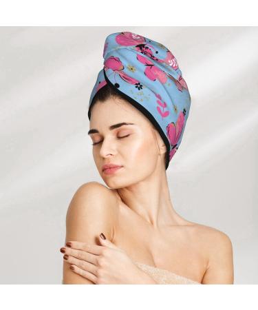 Hair Towel Wrap with Button - Quick Drying Towel Turban for Girls - Butterfly Design - Buy Online on GoSupps.com