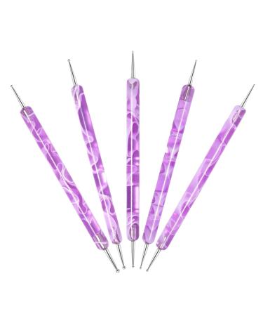 Whrcy Brush | Nail Liner Brush Dotting Pen | Double Ended Multifunctional Nail Brushes Miniature Painting Brushes Nail Liner Brush Dotting Pen Purple