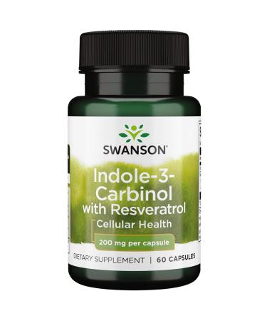 Swanson Indole-3-Carbinol with Resveratrol - I3C Supplement Promoting Cellular Protection - Natural Supplement to Help Maintain Healthy Hormone Balance - (60 Capsules, 200mg Each) 1