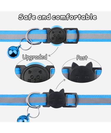 Taglory Reflective Cat Collar with Safety Clasp & Bell - Adjustable 2-Pack for Kittens - Light Blue (15-20cm) - Buy Online on GoSupps.com