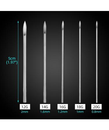 ATOMUS 50PCS Mixed Body Piercing Needles Set - Stainless Steel Ear Nose Navel Nipple Lip Piercing Needles 12g-20g - Buy Online on GoSupps.com